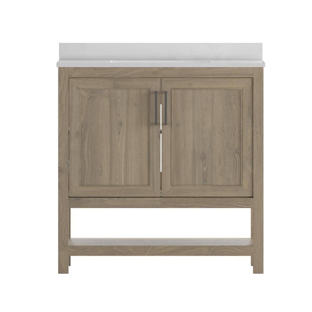 Vivien 36" Brown Wood Bathroom Vanity with Stoneware Surface
