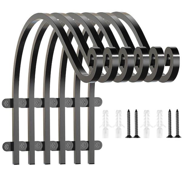 Heavy Duty 12 in. Black Metal Wall Hanging Hook Bracket for Indoor Outdoor Plant Flower Pot Lantern 6-Pack