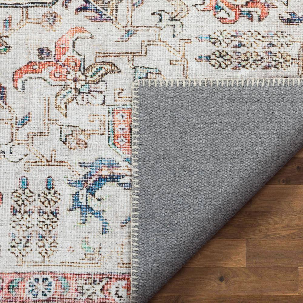 Pomona Ivory Medallion 5'x7' Chenille Flat-Weave Washable Rug