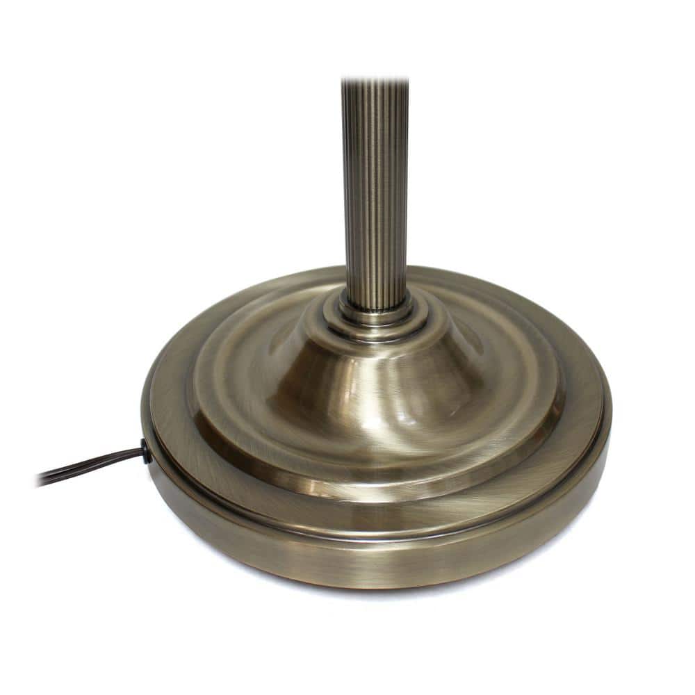 Antique Brass Adjustable Torchiere Floor Lamp with Marble Glass Shades