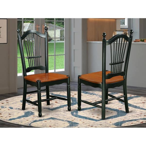 Black and Cherry Wooden Seat Slat Back Dining Chair (Set of 2)