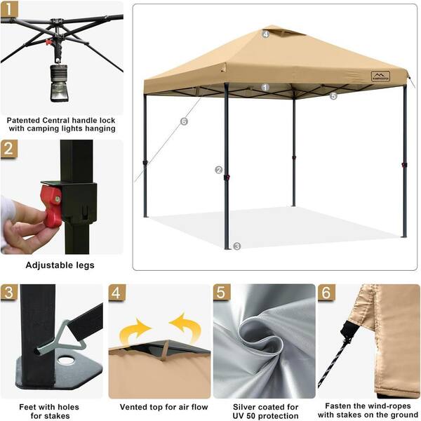 10 ft. x 10 ft. Pop Up Instant Portable Canopy Tent with 3