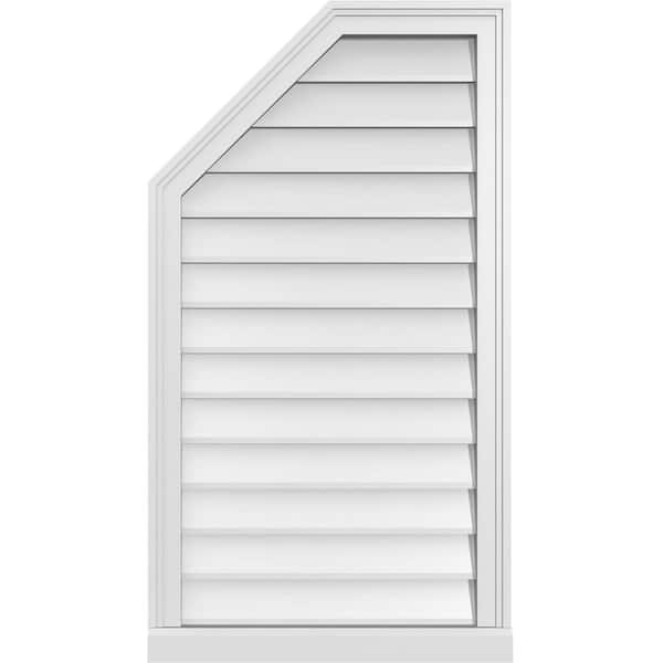 Ekena Millwork 22 in. x 40 in. Octagonal Surface Mount PVC Gable Vent: Decorative with Brickmould Sill Frame