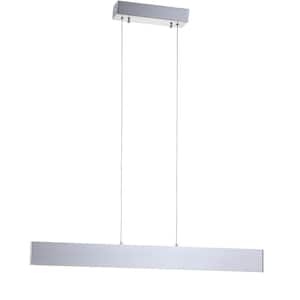 Draper 32 in. Dimmable Adjustable Integrated LED Brushed Aluminum Metal Linear Pendant