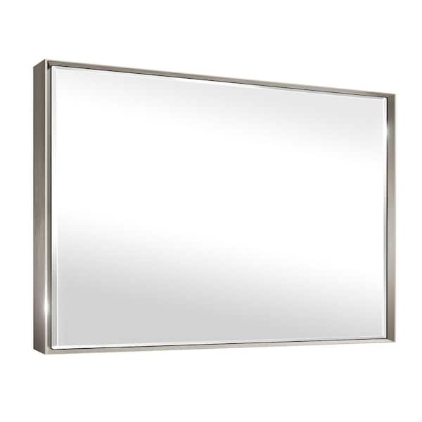 60 in. W x 36 in. H Aluminum Beveled Edge Rectangular Framed Bathroom Vanity Wall Mount Mirror in Brushed Nickel