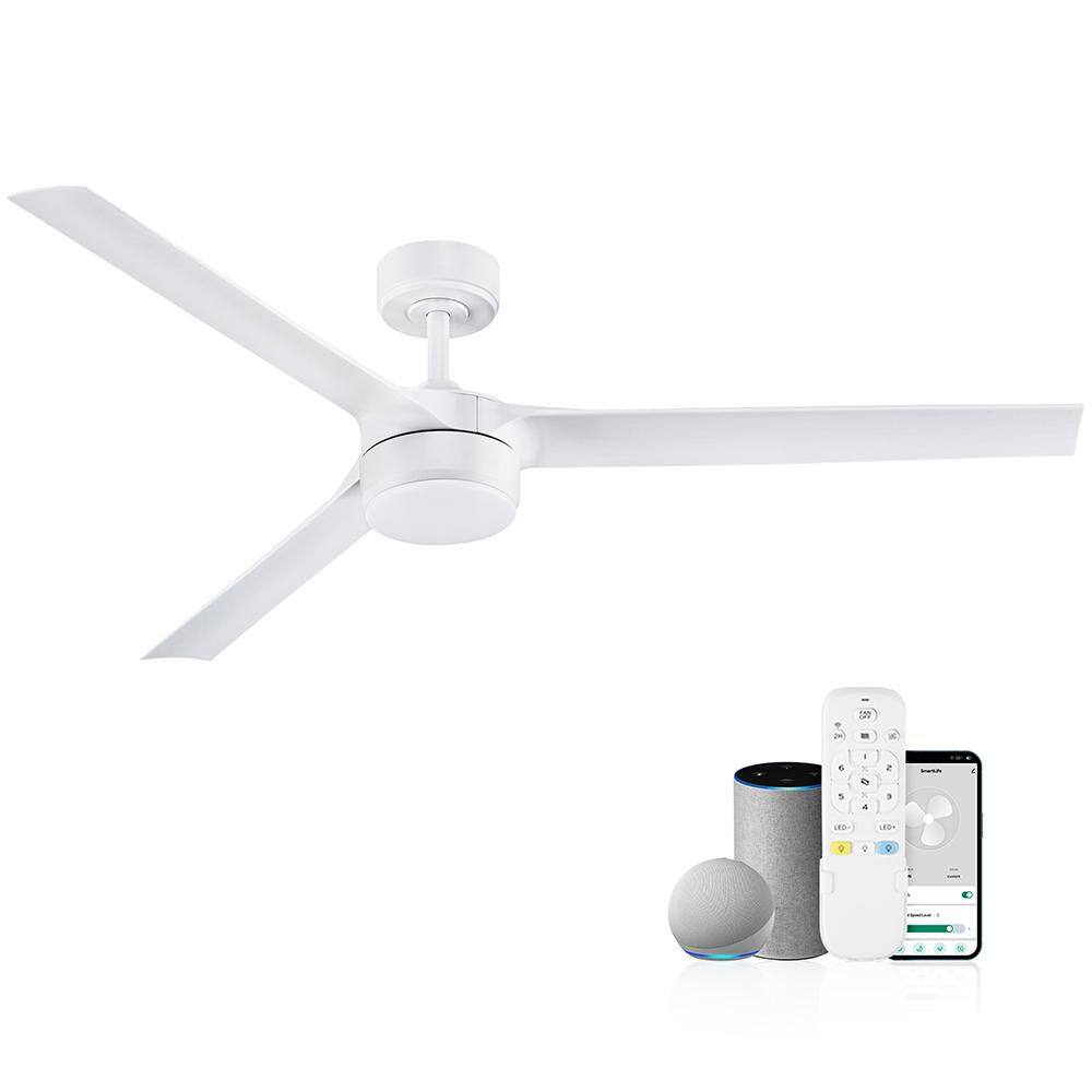 Smart 60 in. White 3 Blades Downrod Standard Ceiling Fan with Light and Controlled by WIFI Alexa App and Remote Included price history on PriceWatchPro