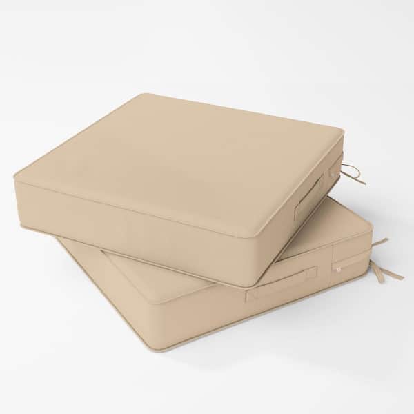 19 in. x 19 in. x 4 in. (2-Pack) Square Outdoor Patio Seating Repacement Lounge Chair Dining Seat Cushion Sand