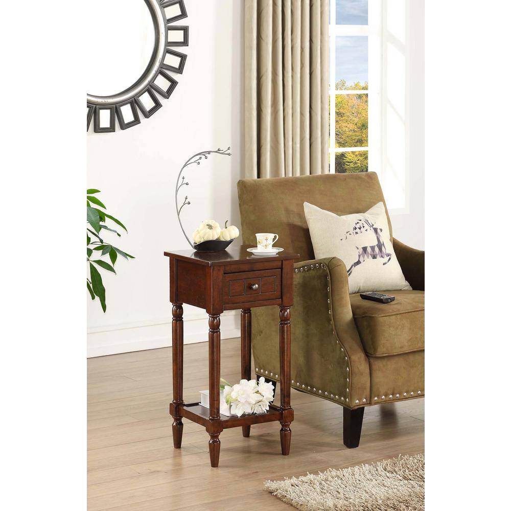 Espresso Wood Accent Table with Drawer and Shelf