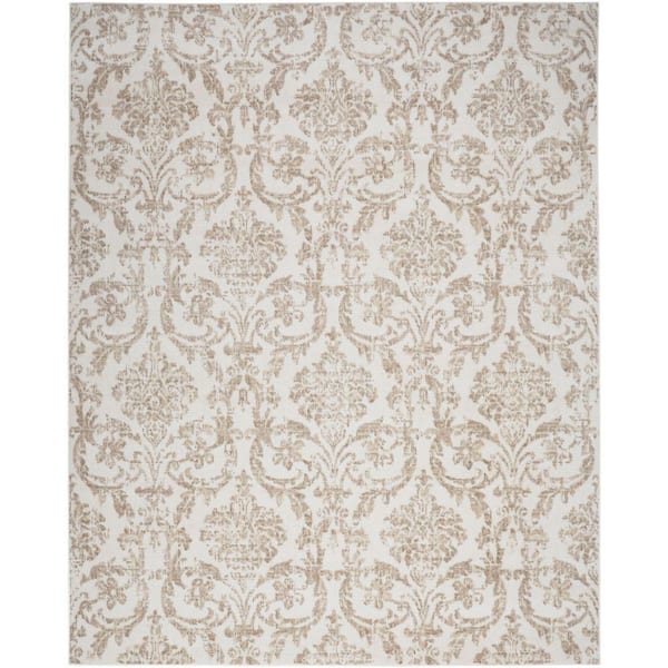 Nourison Jubilant Ivory Beige 8 ft. x 10 ft. Damask Transitional Area Rug