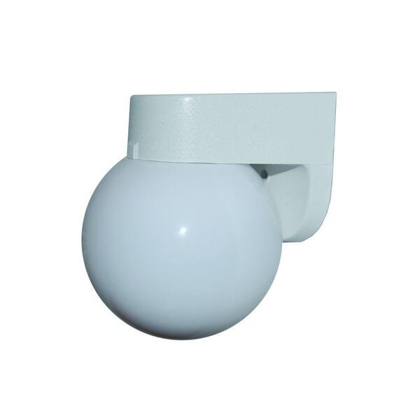Polymer Products 1-Light White Outdoor Incandescent White Wall Bracket with 6 in. Globe