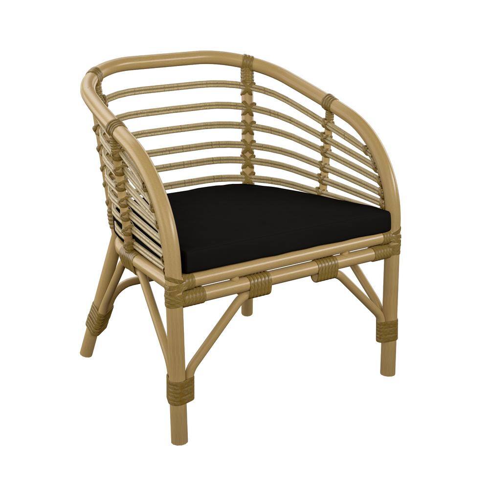 Boho Chic Aluminum and Wicker Club Chair with Beige Cushion