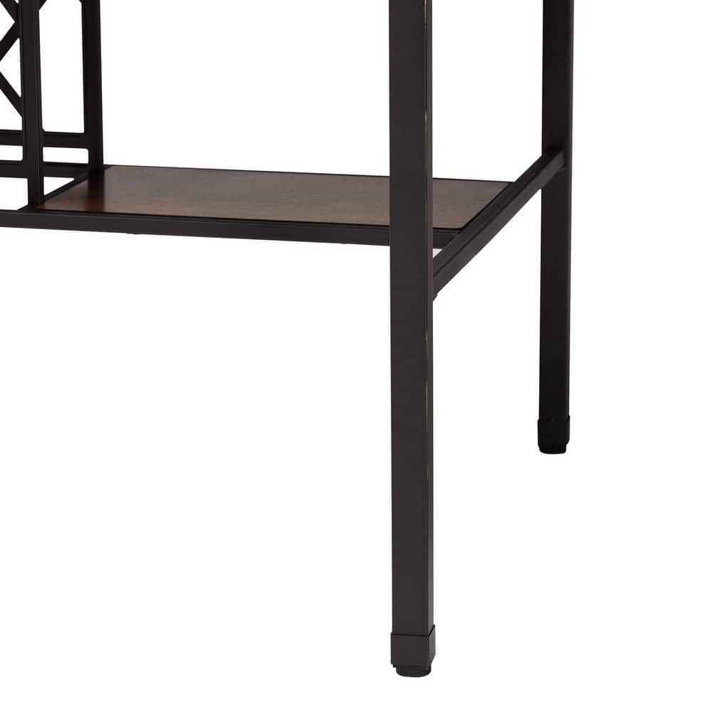 Vintner Industrial Brown and Black Counter Height Pub Table with Wine Cage