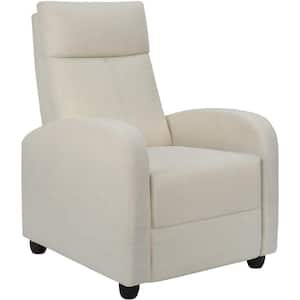 Beige Single Recliner Thick Padded Push Back Fabric Recliner for Living Room