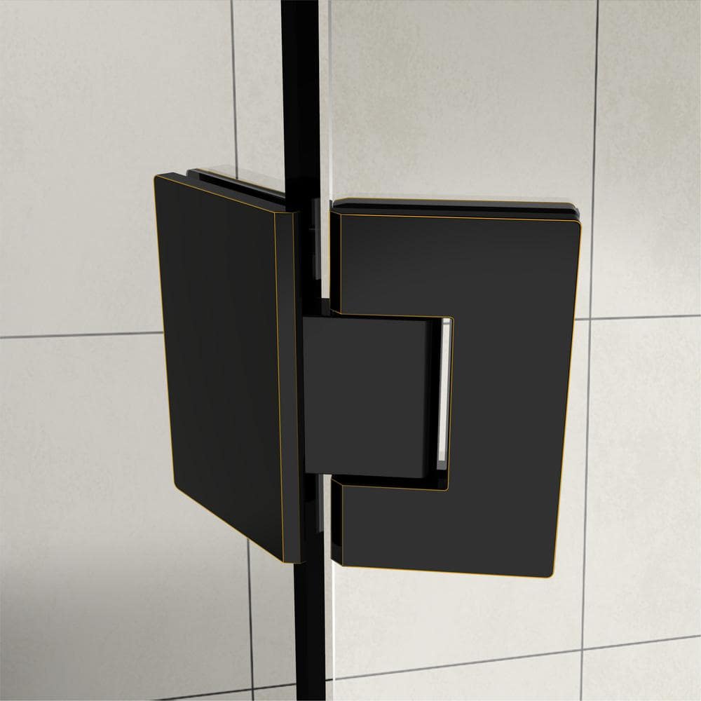 Merrick Frameless Matte Black Neo-Angle Hinged Shower Enclosure