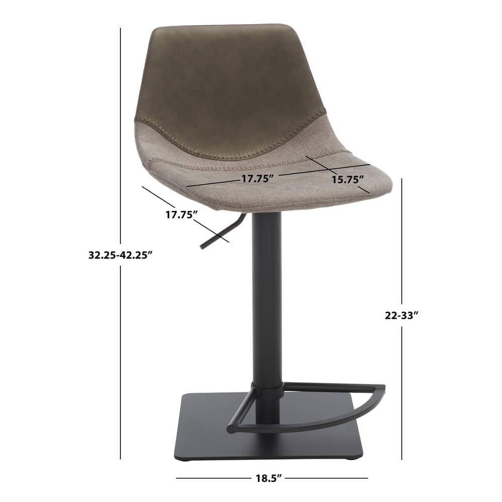 Adjustable Grey and Black Saddle Style Bar Stool