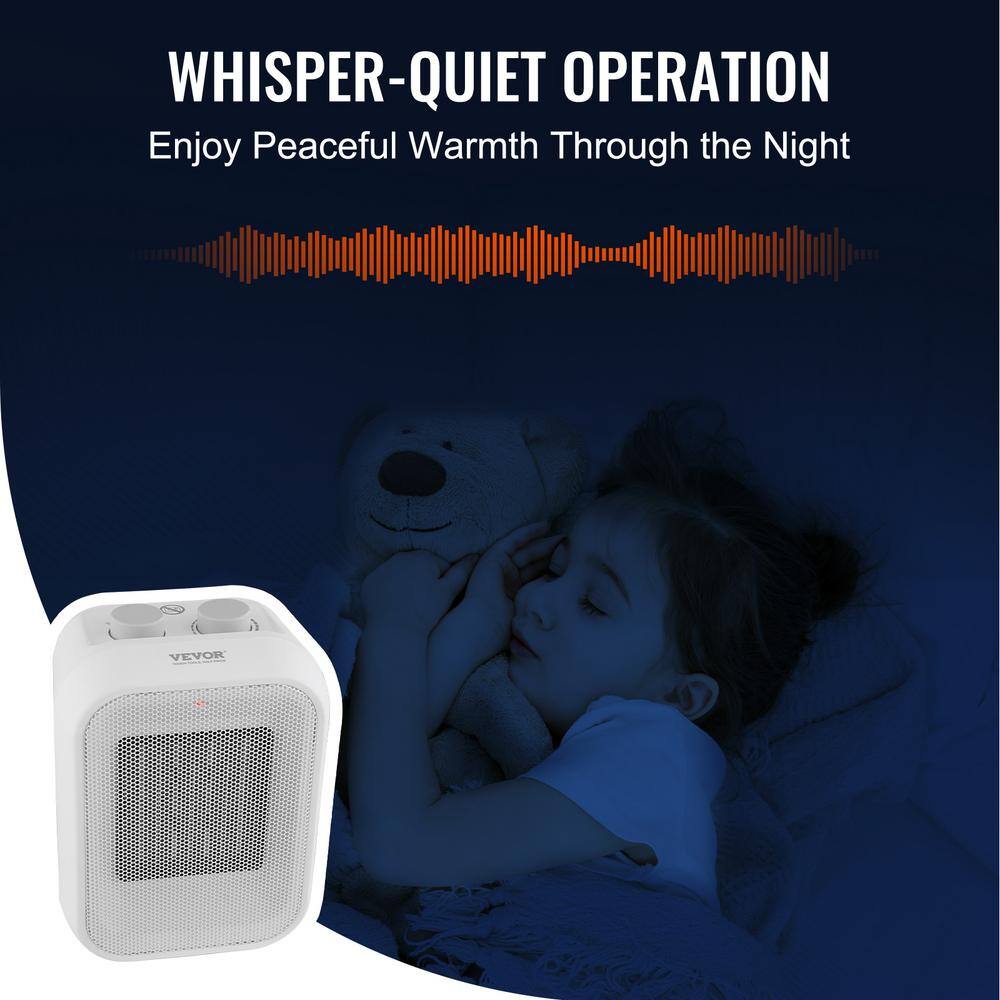 Compact White Ceramic Electric Space Heater with Thermostat