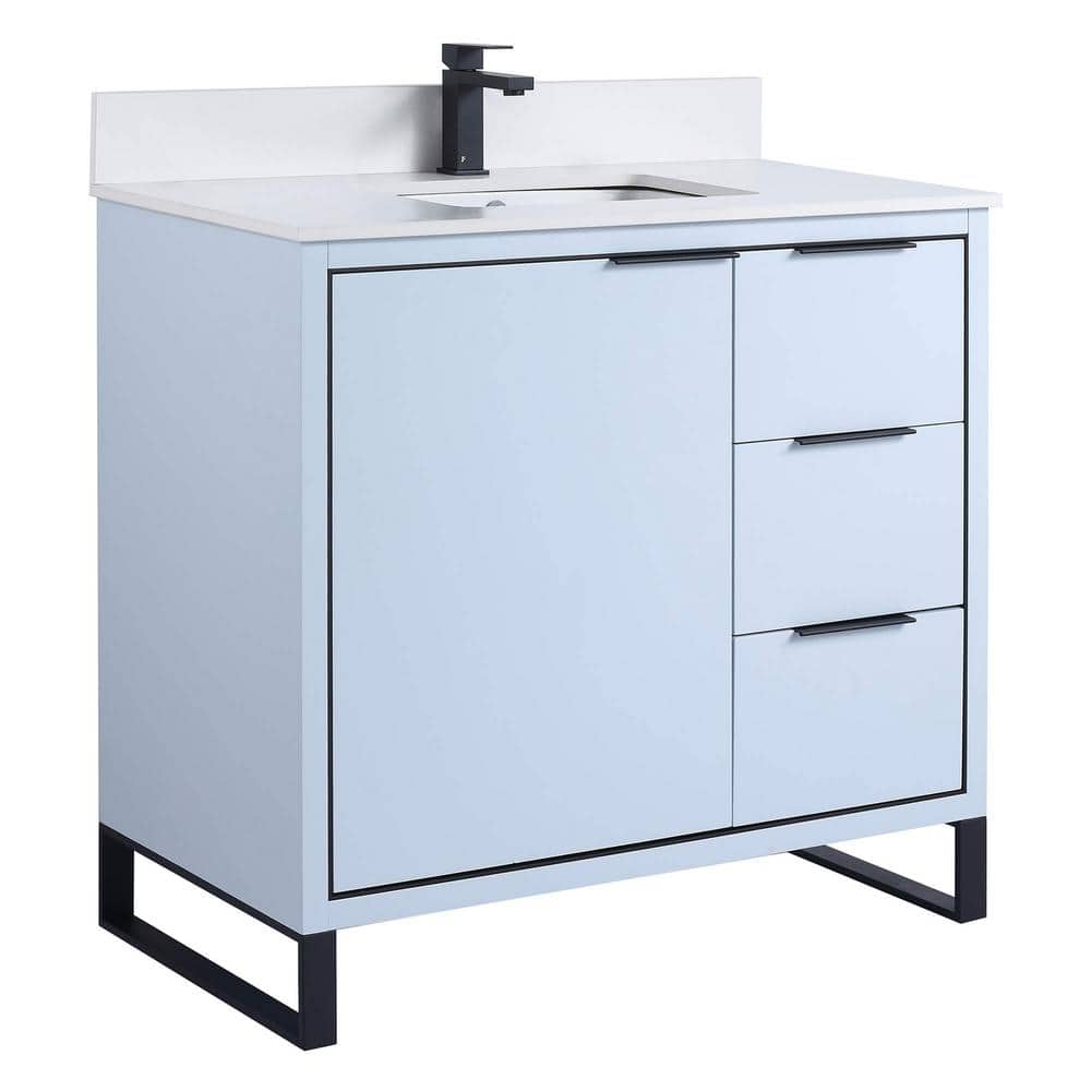 Opulence 36 in. W x 18 in. D x 33.5 in. H Bath Vanity in Pastel Blue with White Single sink Top price history on PriceWatchPro