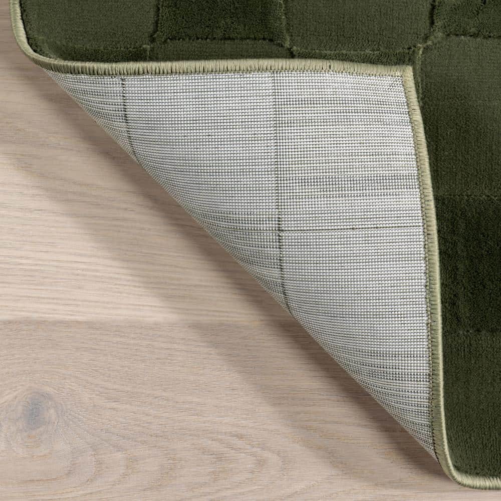 Alaiya Green Geometric Machine Washable Runner Rug, 2' 8" x 8'