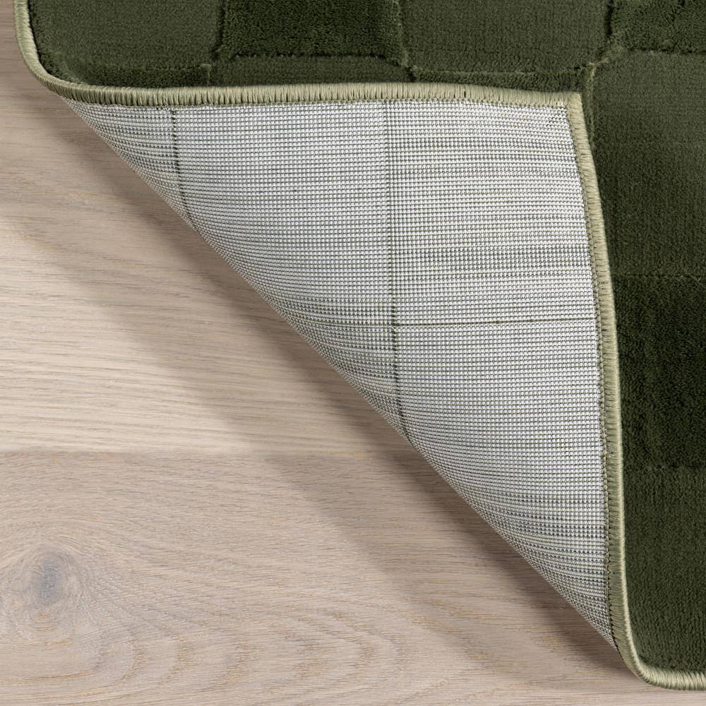 Alaiya Green Checkered Machine Washable Synthetic Area Rug 3' x 5'