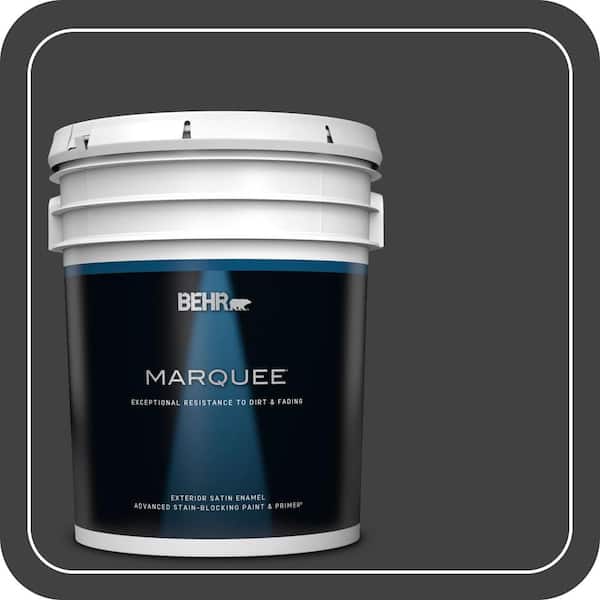 BEHR MARQUEE 5 gal. #BNC-38 Spade Black Satin Enamel Exterior Paint & Primer