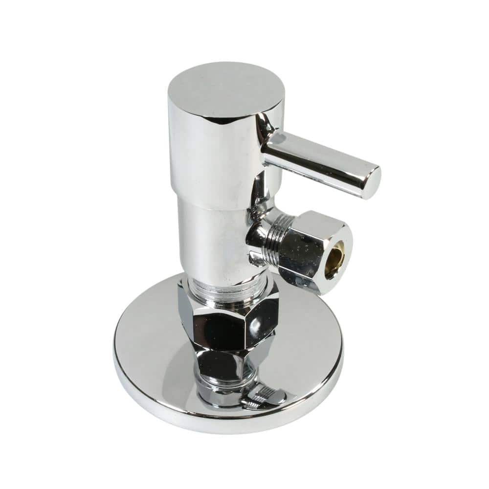 1/2 in. Nominal Compression Inlet x 3/8 in. O.D. Compression Outlet 1/4-Turn Round Angle Valve, Polished Nickel price history on PriceWatchPro
