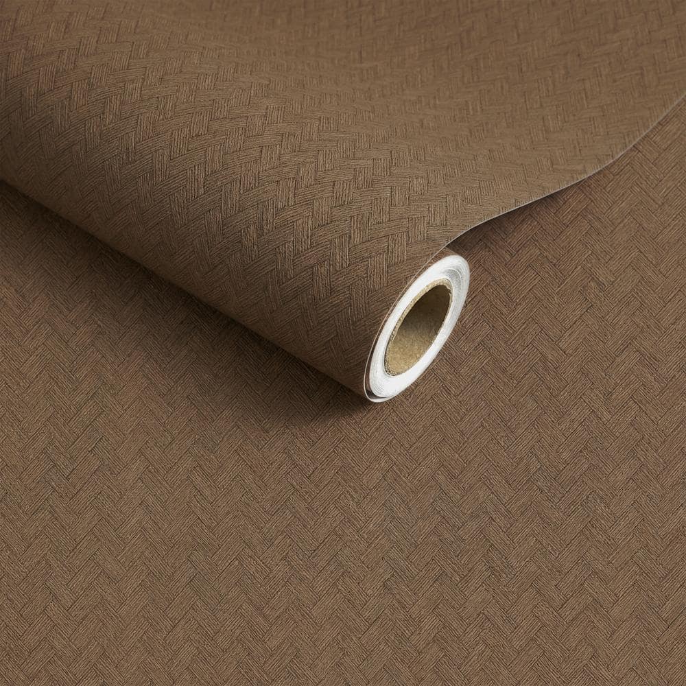 Dark Brown Woven Pattern Peel and Stick Wallpaper Vintage Textured Self-adhesive Vinyl Contact Paper (Covers 36 sq. ft.) price history on PriceWatchPro