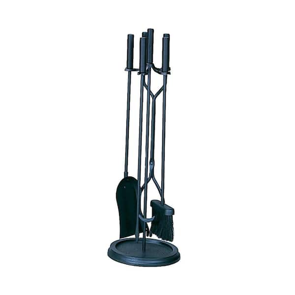 UniFlame Black 5-Piece Fireplace Tool Set with Cylinder Handles