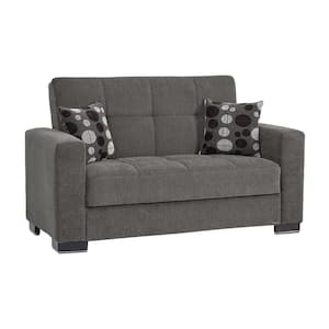 Basics Collection Convertible 63 in. Dark Gray Chenille 2-Seater Loveseat With Storage