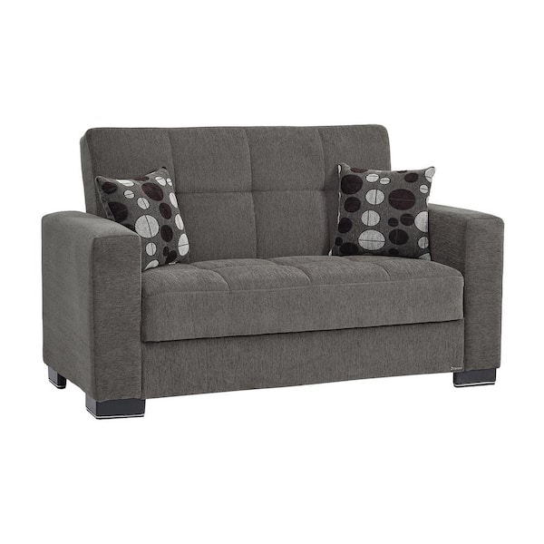 Ottomanson Basics Collection Convertible 63 in. Dark Gray Chenille 2-Seater Loveseat With Storage