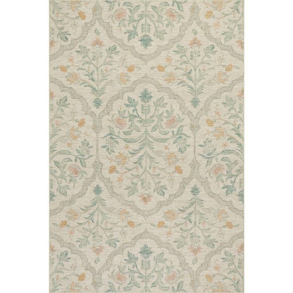 Silema Floral Transitional Washable Ivory 8 ft. x 10 ft. Indoor Area Rug