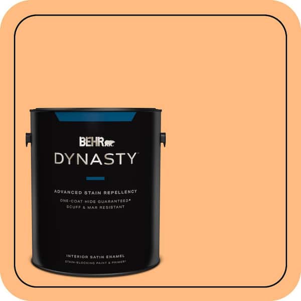 BEHR DYNASTY 1 gal. #270B-4 Apricot Flower Satin Enamel Interior Stain-Blocking Paint and Primer