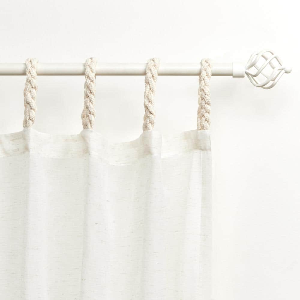 White Sheer Linen-Blend Tab Top Window Panels
