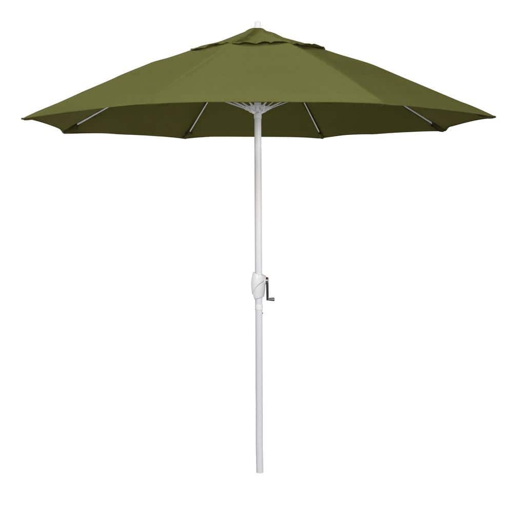 9 ft. Matted White Aluminum Market Patio Umbrella Fiberglass Ribs and Auto Tilt in Palm Pacifica price history on PriceWatchPro