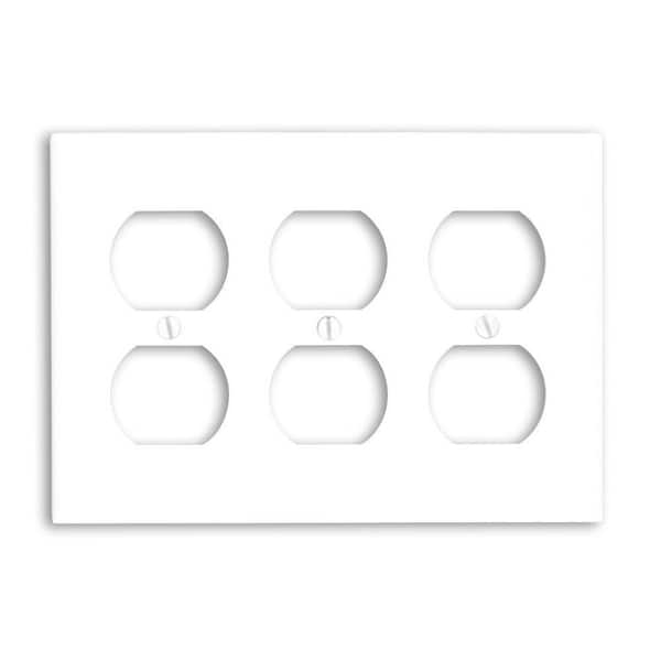 Leviton White 3-Gang Duplex Outlet Wall Plate (1-Pack)
