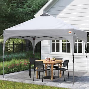 10 ft. x 10 ft. Gray Steel Pop Up Canopy Tent Sun Shelter