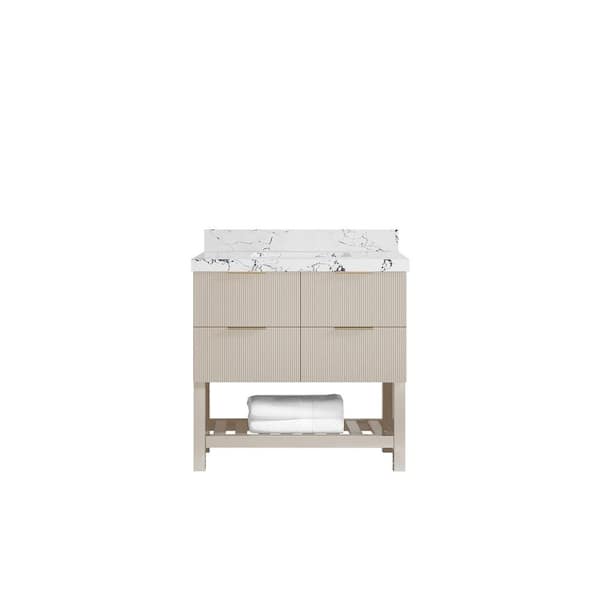 Willow Collections Catalina 36 in. Single Sink Freestanding Fine Grain Bath Vanity with Viola Night Qt. Top Unassembled