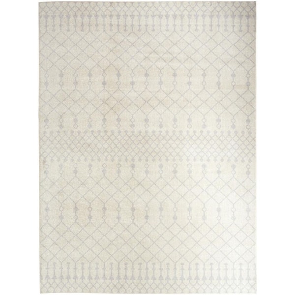 7 ft. x 9 ft. Gray And Ivory Moroccan Washable Area Rug
