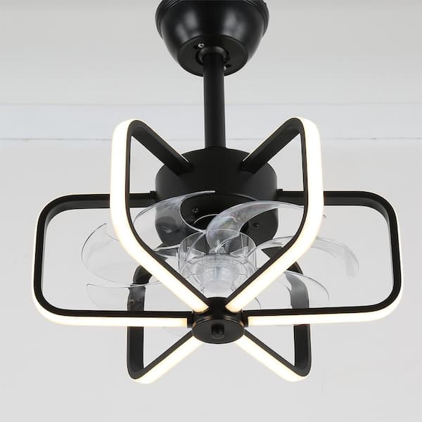 Oaks Aura Daybell 18 in. Indoor Black Spacecraft-Inspired Smart Ceiling Fan with Lights, 6-Speed Reversible Ceiling Fan w/Remote