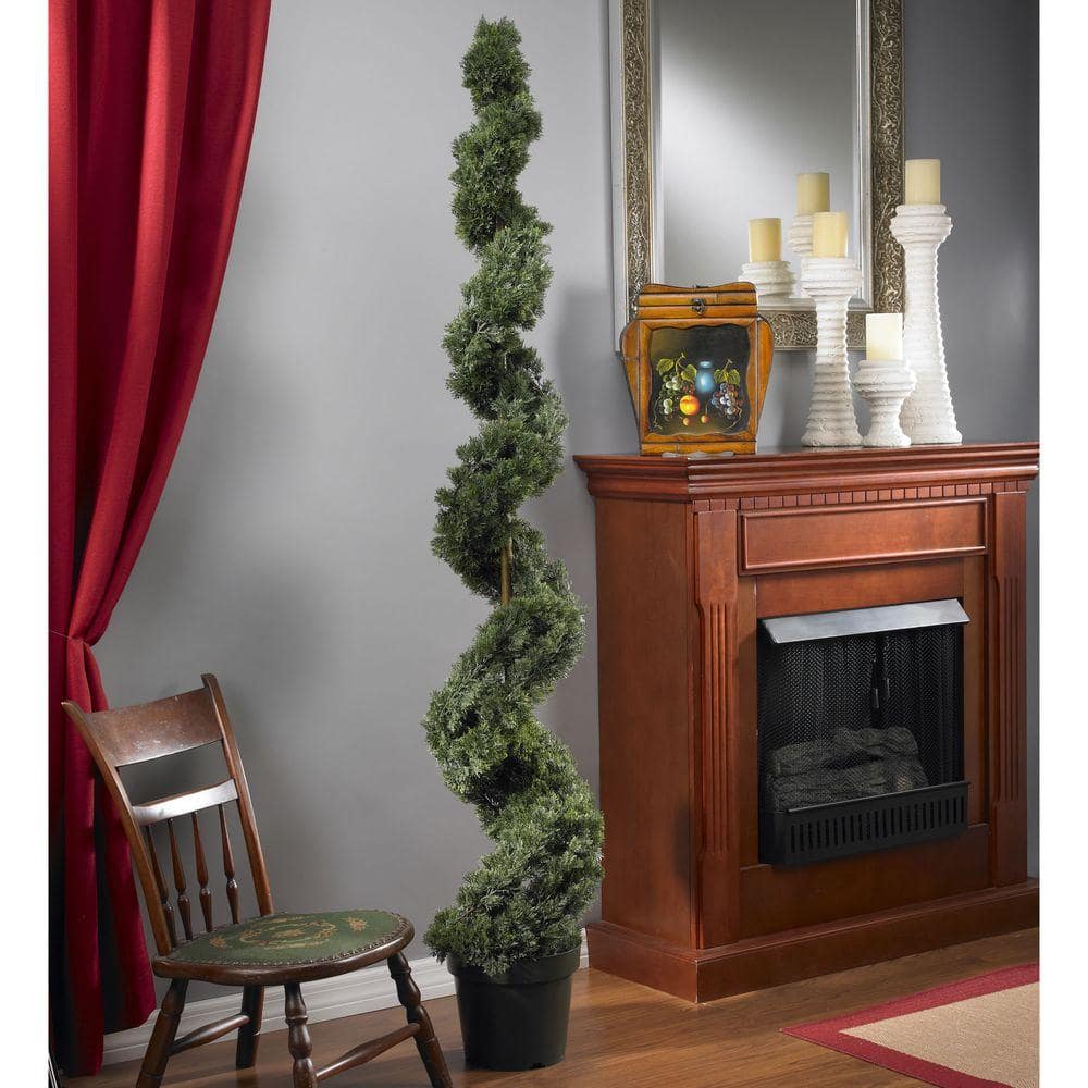 Majestic Spiral Cedar Silk Topiary in Pot - 44" Outdoor