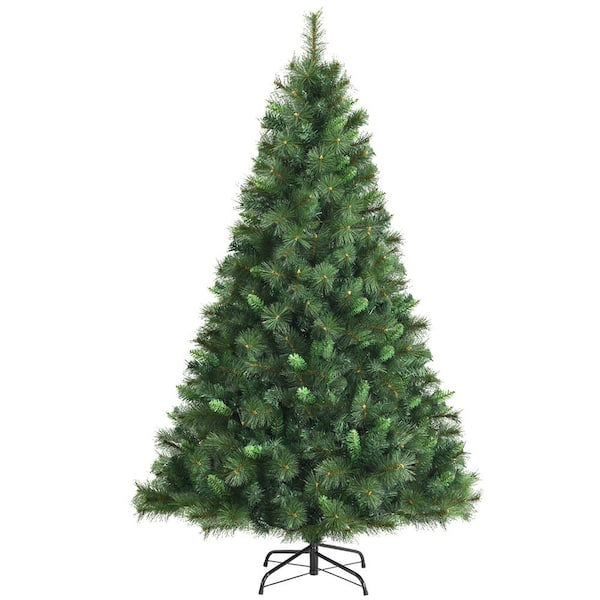 Costway 6ft Unlit Hinged PVC Artificial Christmas Tree w/649 Tips & Metal Stand