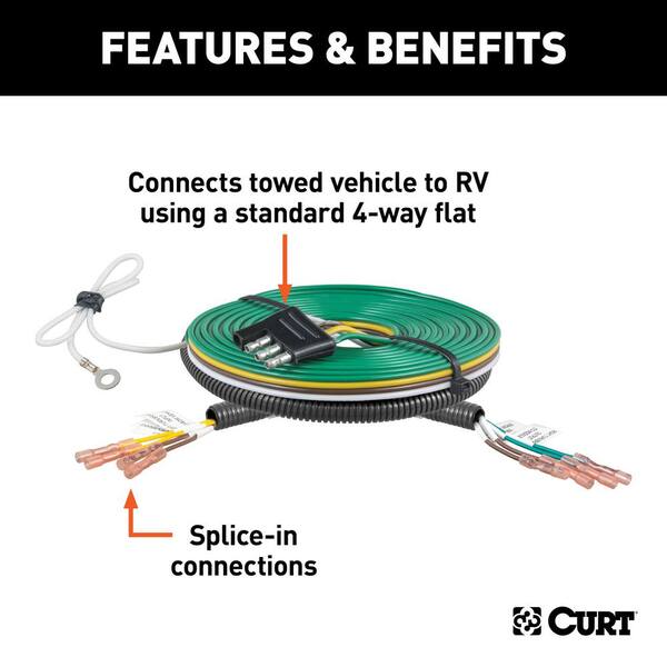 CURT Universal Splice-In Towed-Vehicle RV Wiring Harness for