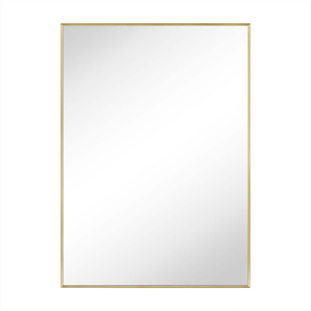 Linton 20 in. W x 28 in. H Rectangle Stainless Steel Framed Wall Mounted Bathroom Vanity Mirror in Gold price history on PriceWatchPro