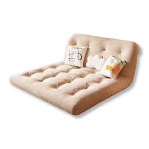 57.5 in. Brown Folding Technological Velvet Sofa Bed