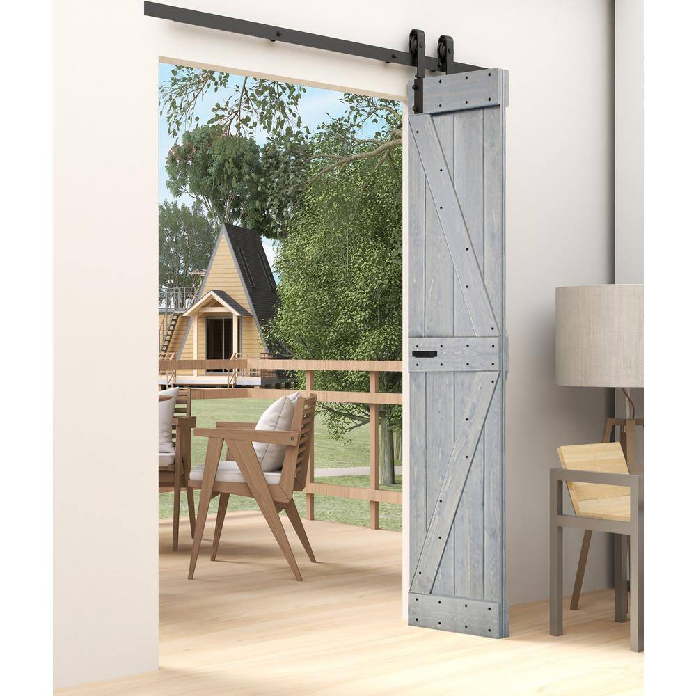 French Gray Solid Spruce Bi-Fold Barn Door with Hardware Kit