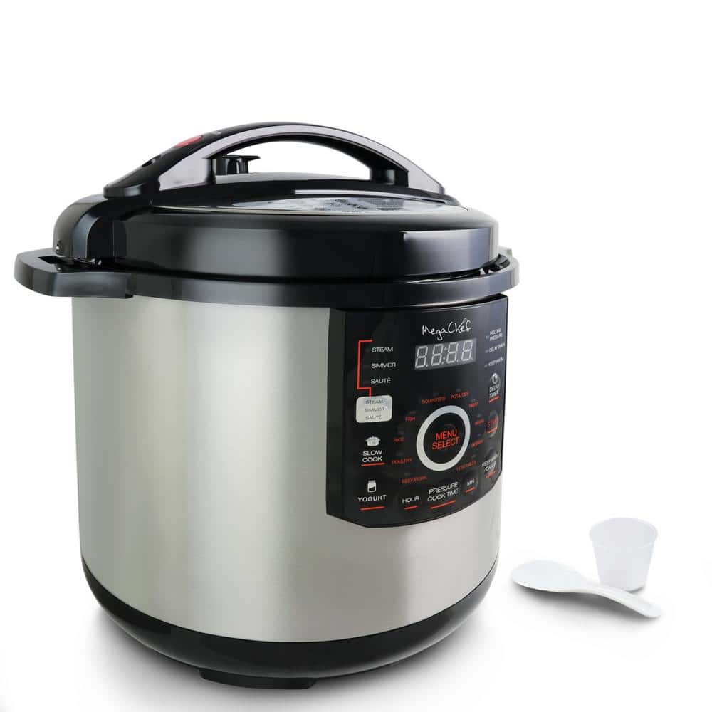 MegaChef 12 Quart Stainless Steel Digital Pressure Cooker with Glass Lid