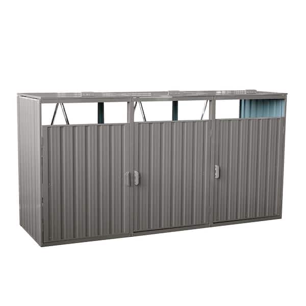 Storhaus 7.87 ft. W x 2.62 ft. D Garbage Bin Shed Metal Outdoor Bin Shed for Garbage Storage, Stores 3-Trash Cans 20 sq. ft.