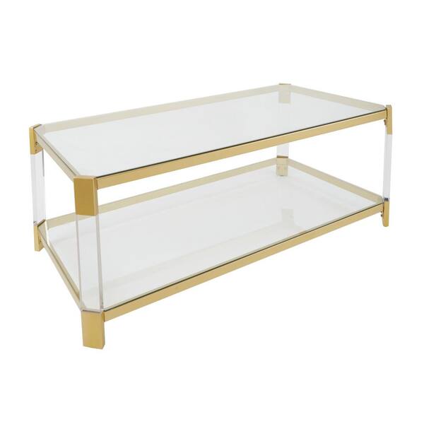 Silverwood Furniture Reimagined Huxley Clear Glass and Gold Coffee Table