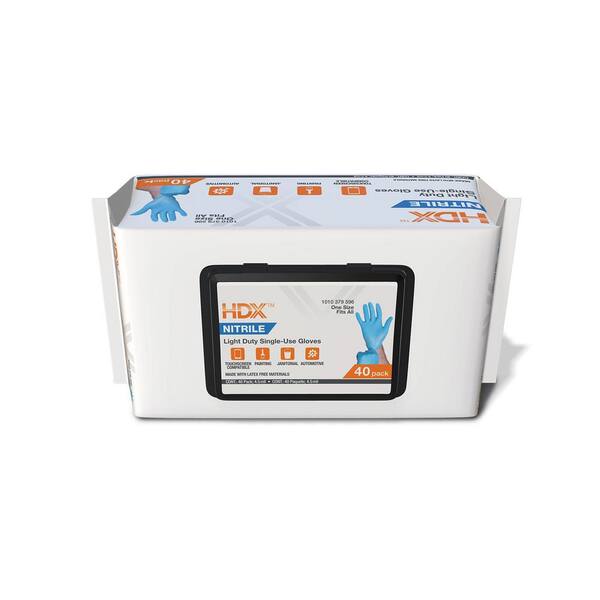 HDX HDX Resealable Blue Nitrile Disposable Glove 40PK 40PP601E The