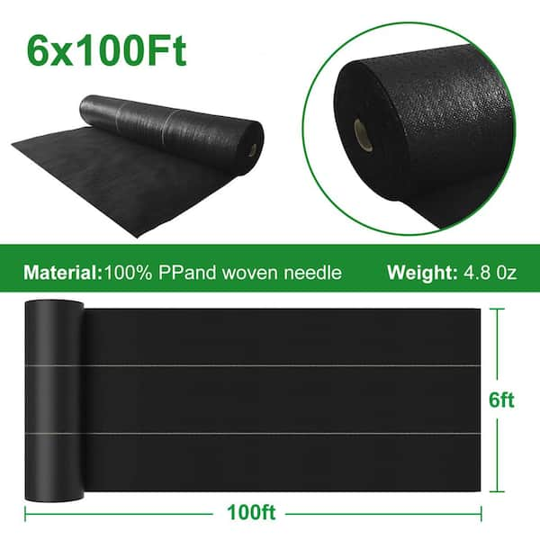 Agfabric 6 ft. x 25 ft. Heavy-Duty Driveway Gardening Mat Polypropylene Weed Barrier