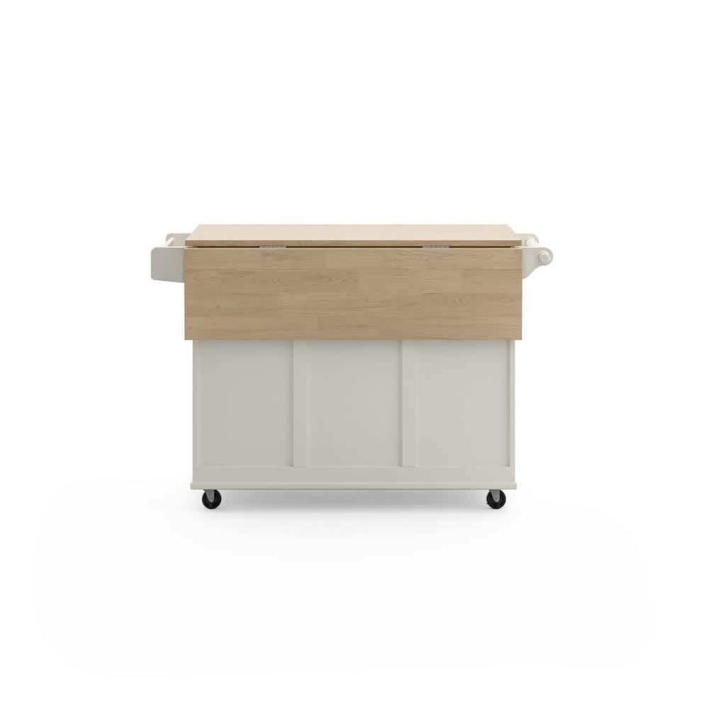 White Wood Drop Leaf Kitchen Cart with Spice Rack
